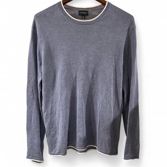 Men’s Club Monaco Linen Blue Knit Light Sweater Size Medium